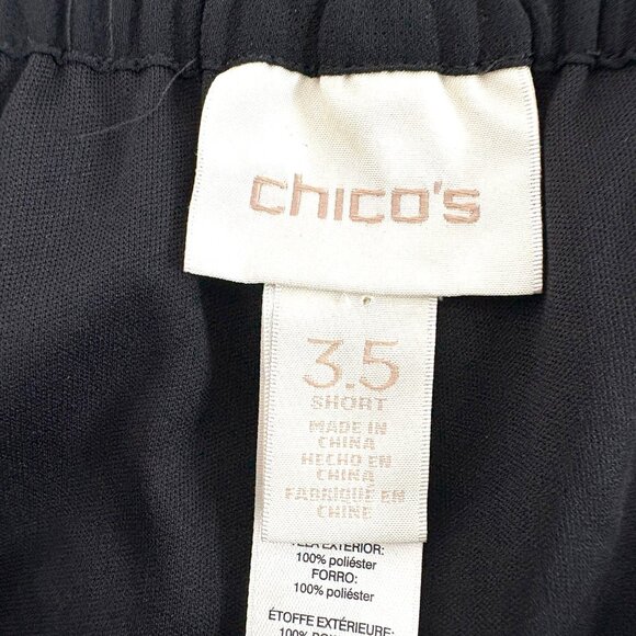 Chicos Accordion Pleat Wide Leg Pants Size 3.5 US XL 18 Black Pull On Palazzo - Picture 5 of 12